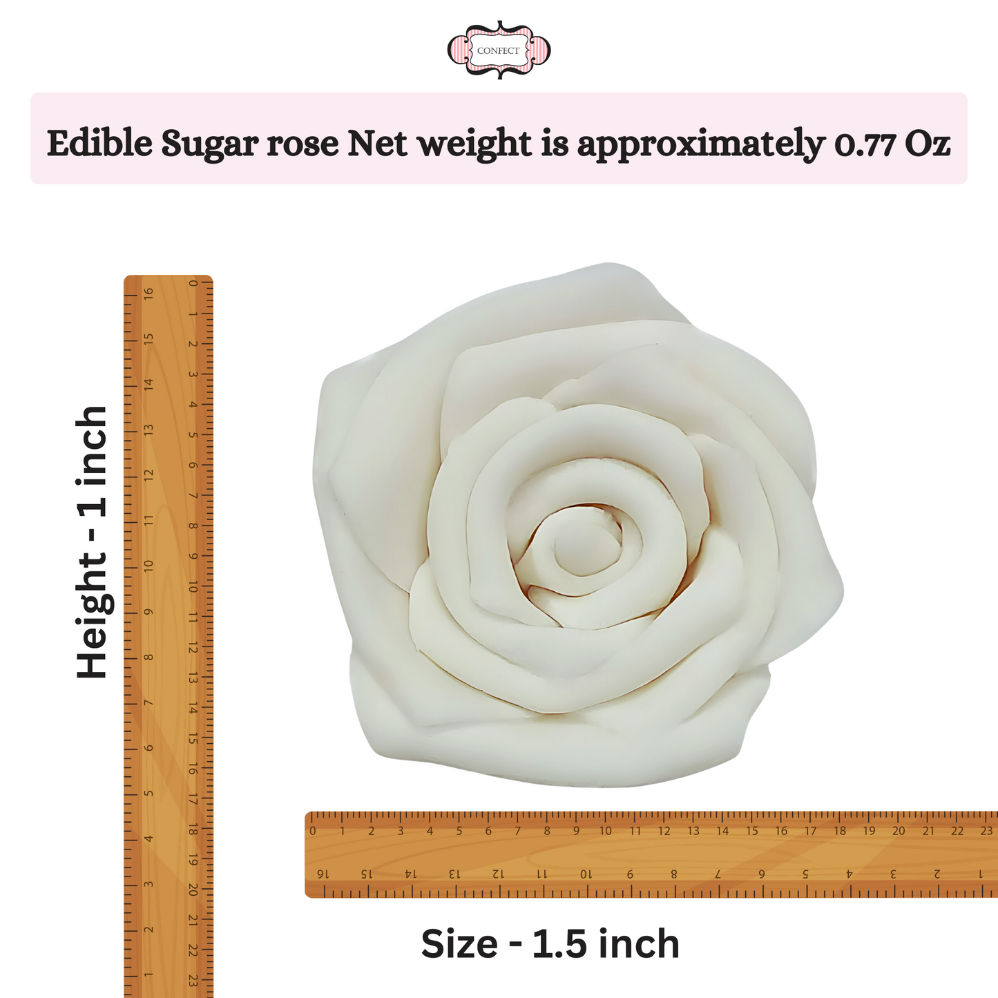 Confect Sugar Roses Topper | Sugar Roses for cake decorations | Venison White Princess Roses - Pack of 12
