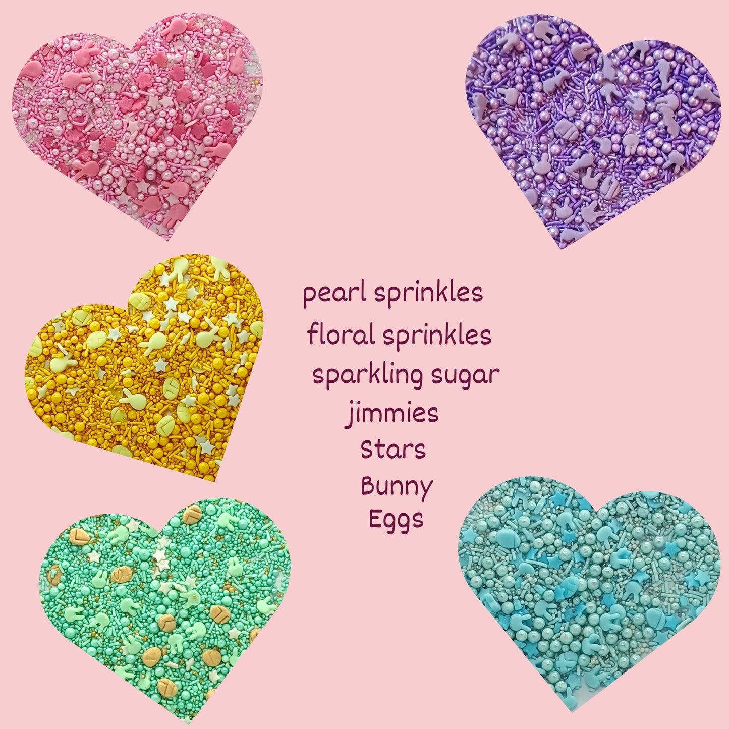 Confect Easter Sprinkles Edible | Mix Parrot Green, Pink, Sky Blue and Yellow Pearls & Stars Pack Of 5 (EAST 5) - 100Gms