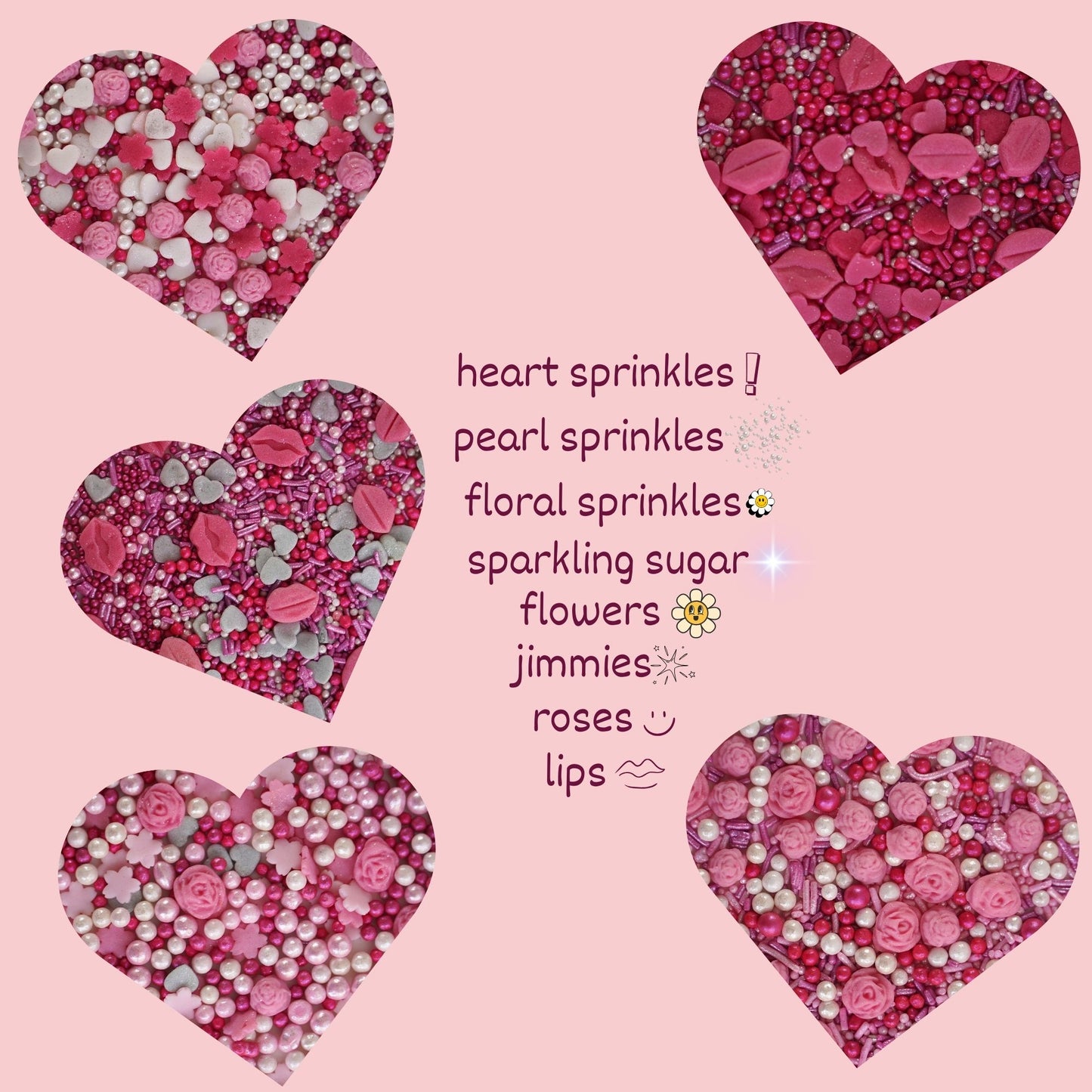 Confect Shimmering Charm Sprinkles I Silver Hearts & White Pearls, (MDAY-02) - 100Gms