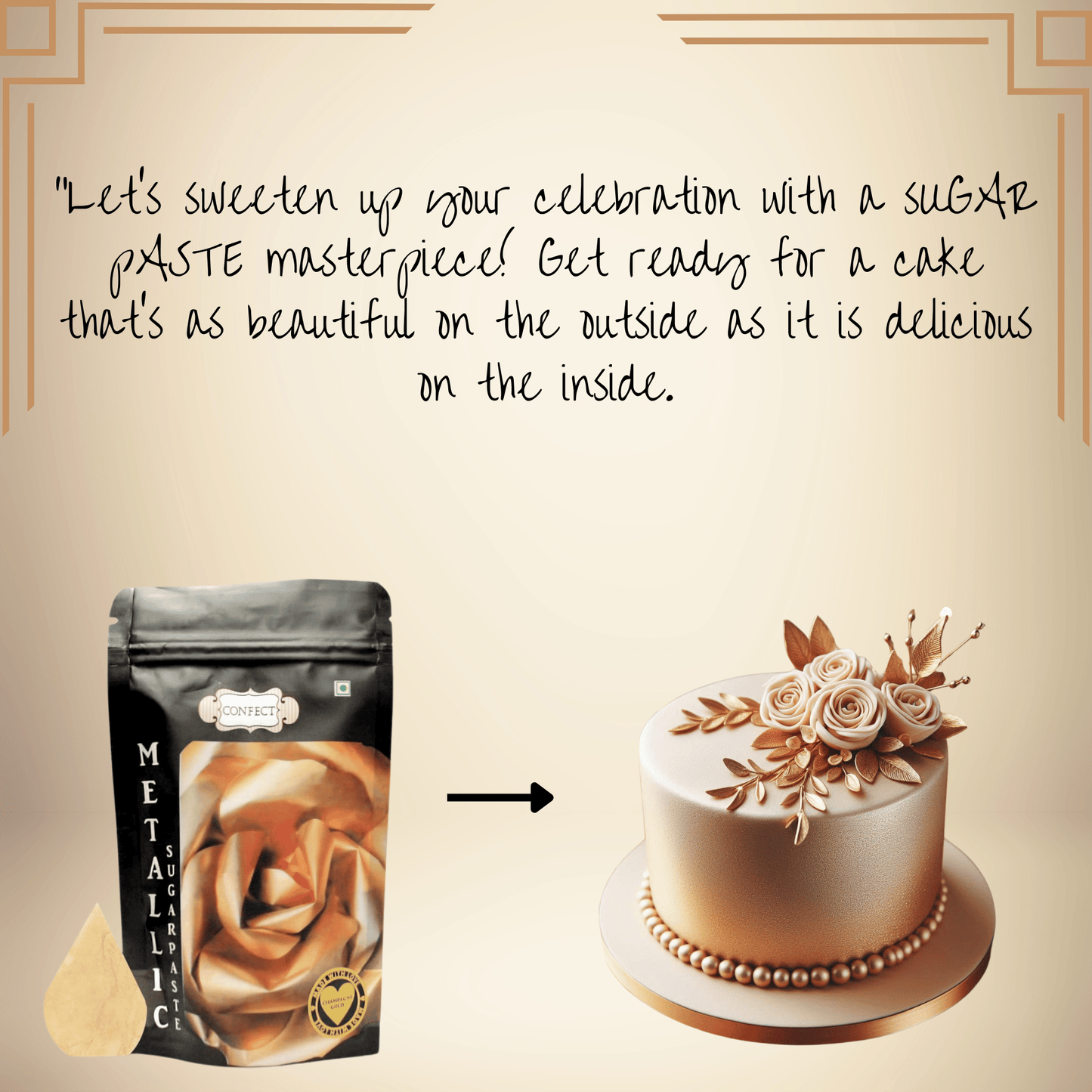 Champagne Gold | Edible Metallic Sugar Paste 900 Gm