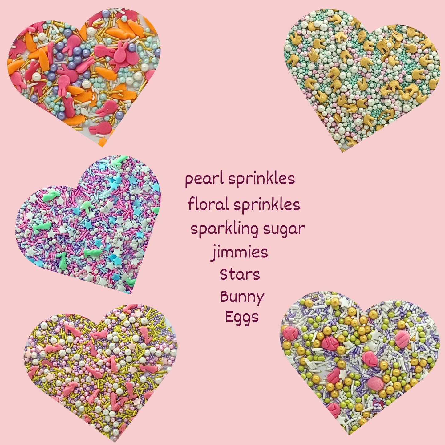 Confect Spring Sprinkles |  5 White, Pink and Sky Blue Pearls & Stars Pack of 5 (EAST 6) - 100Gms