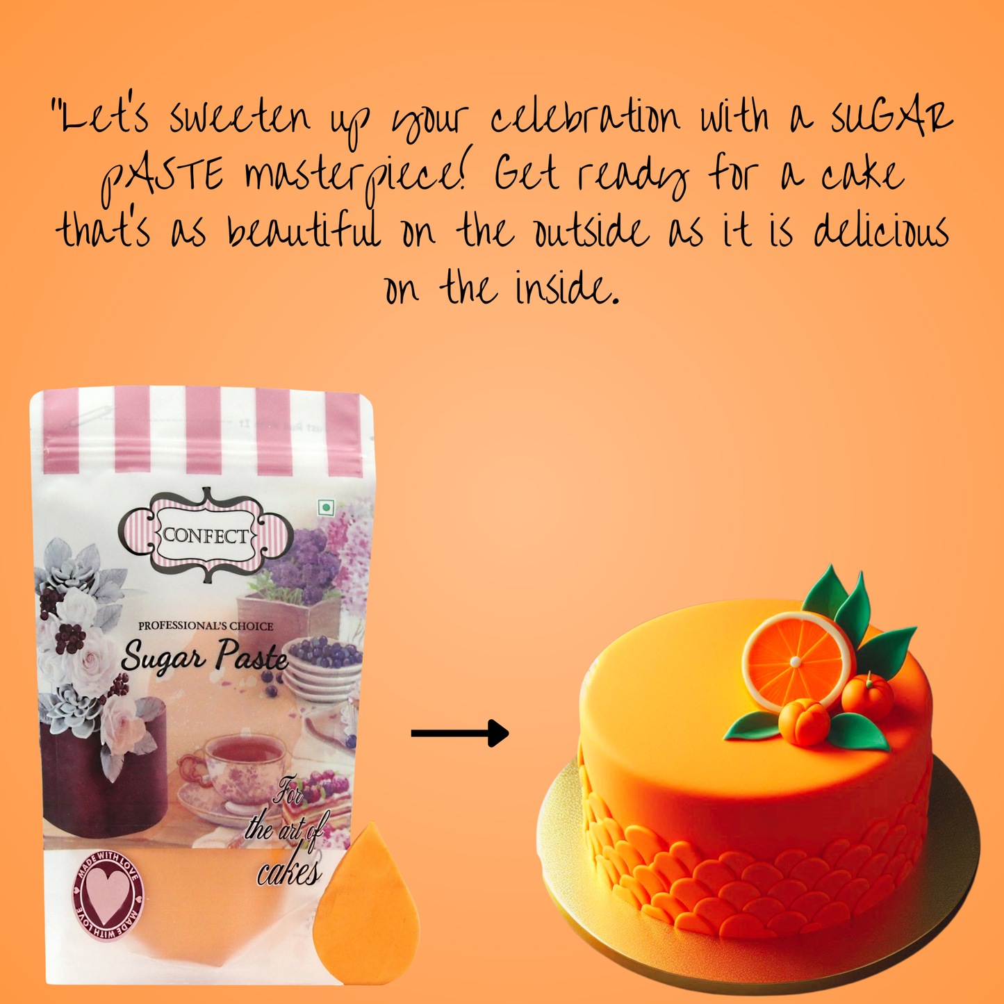 Fluorescent Orange Fondant | Edible Sugarpaste 1 Kg