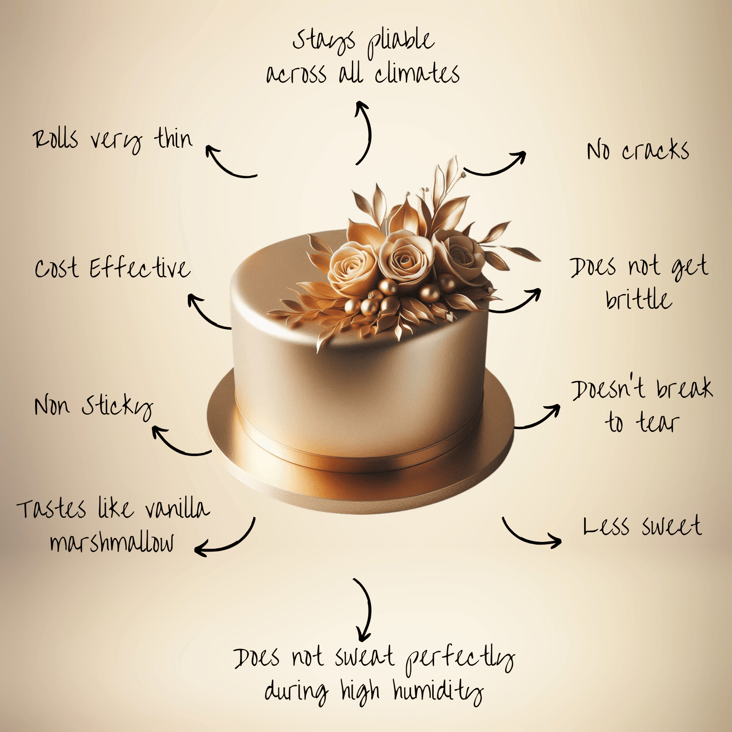 Champagne Gold | Edible Metallic Sugar Paste 900 Gm