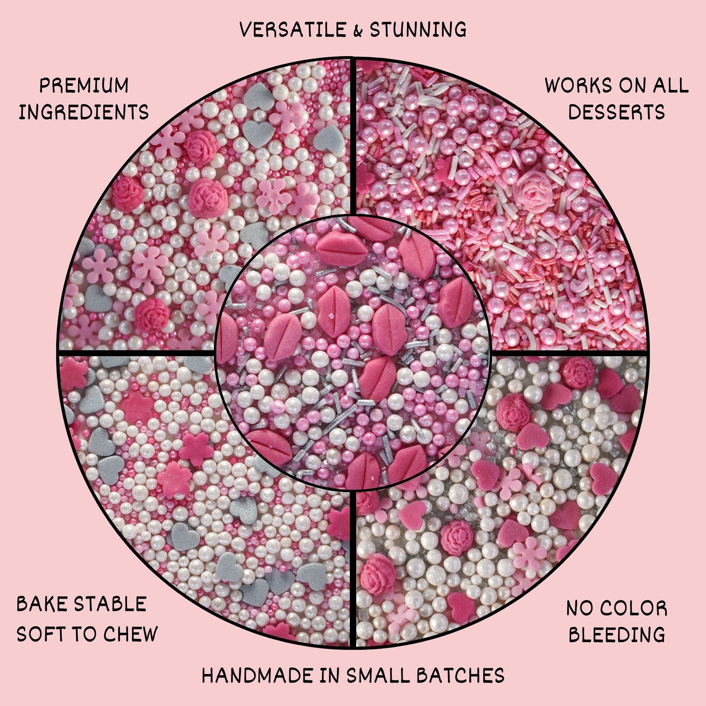 Confect Mother's Day Sprinkles | Silver Hearts & White Pearls , (MDAY-01) - 100Gms