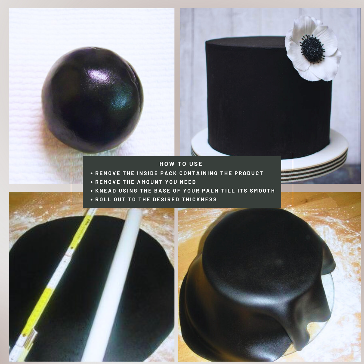 Black Fondant | Edible Sugarpaste 250 Gm