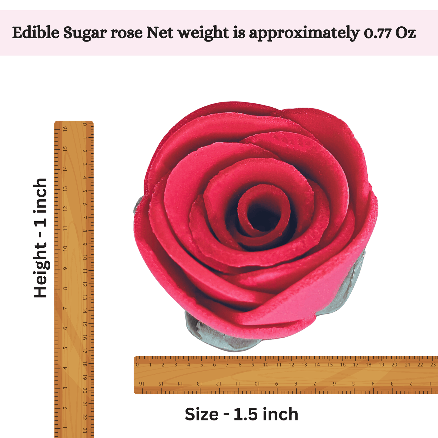 Confect Sugar Roses Topper | Sugar Roses for cake decorations | Edible Crimson Pink Roses - Pack of 12