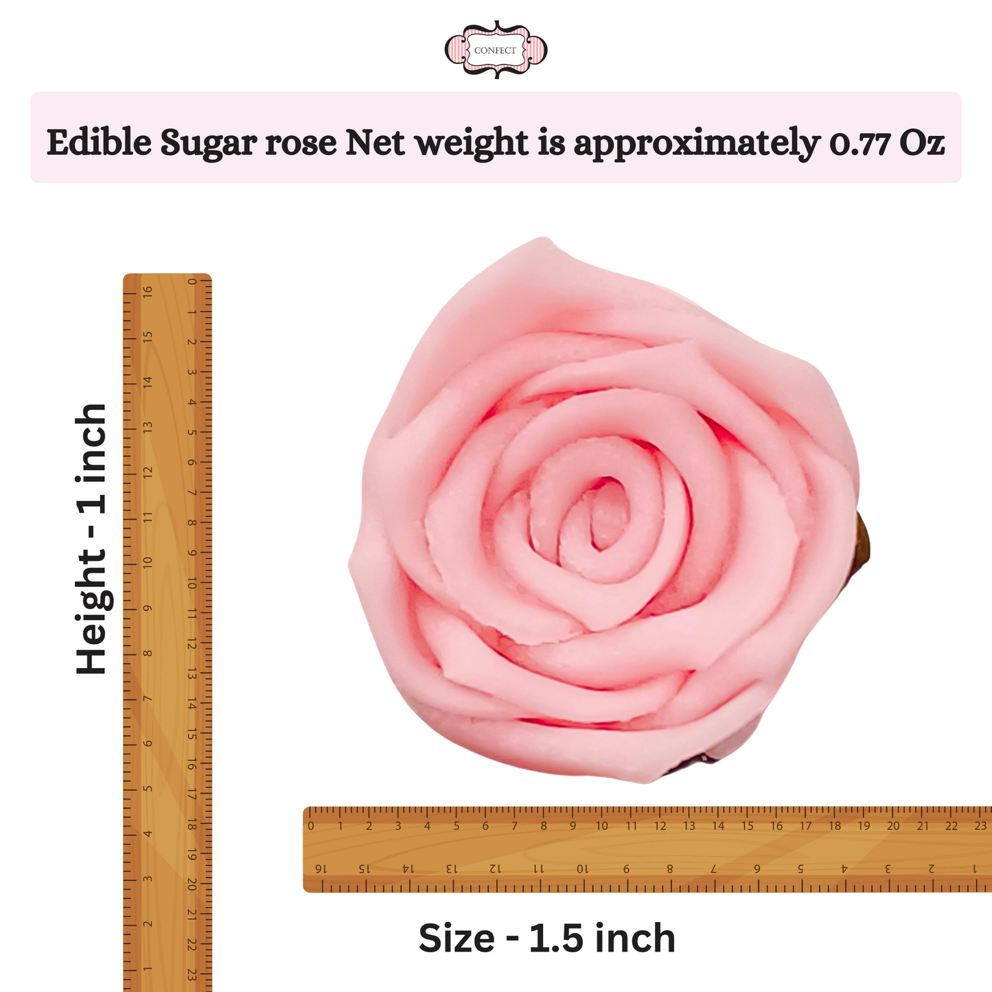 Confect Sugar Roses Topper | Sugar Roses for cake decorations | Edible Blush Pink Rose- Pack of 12