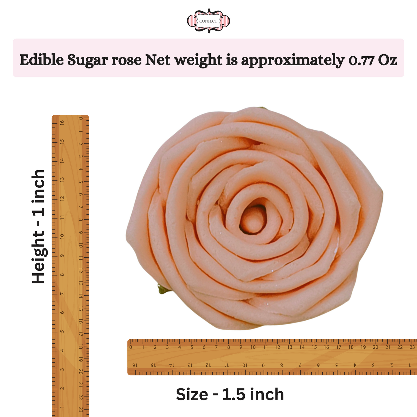 Confect Sugar Roses Topper | Sugar Roses for cake decorations | Edible Pretty Peach Pearl Roses - Pack of 12