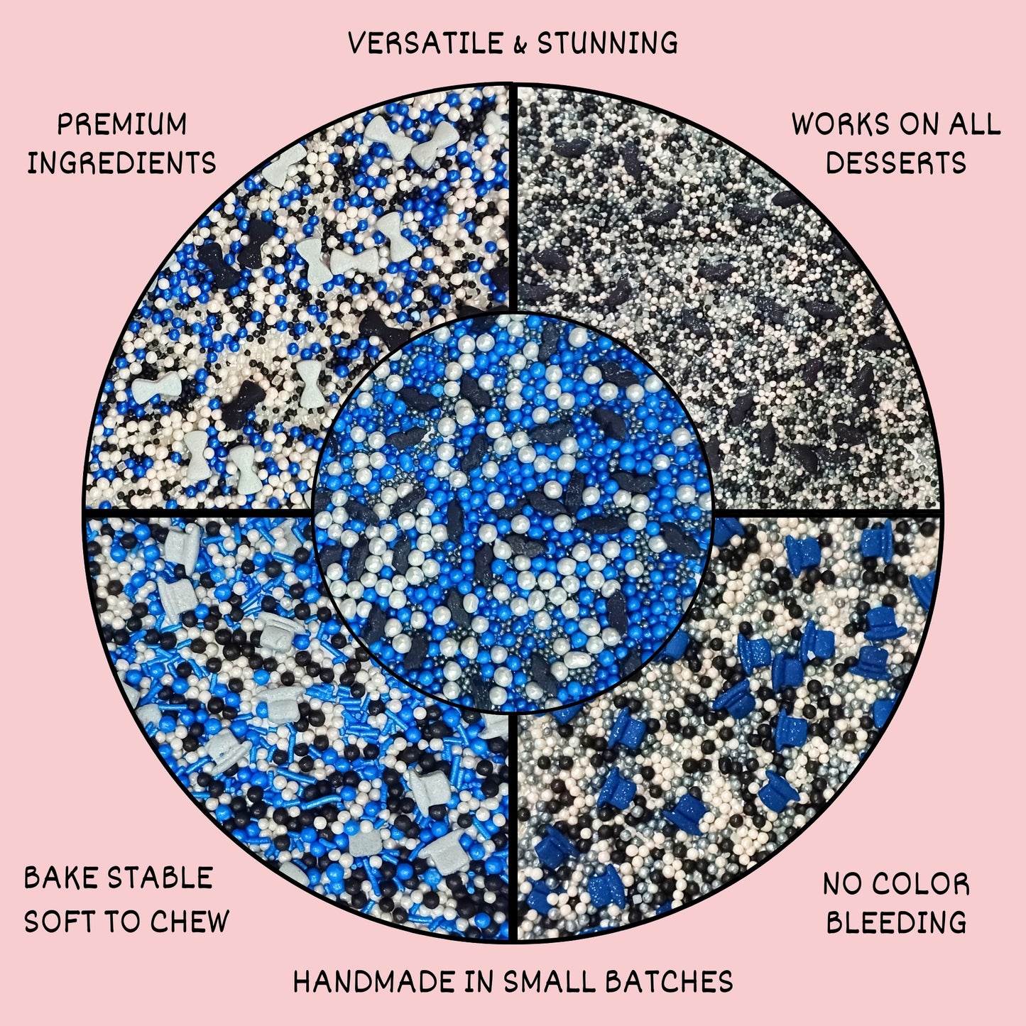 Confect Best Dad Ever Sprinkles | Black, Blue & White Sprinkles Mix, (FD-02) - 100Gms