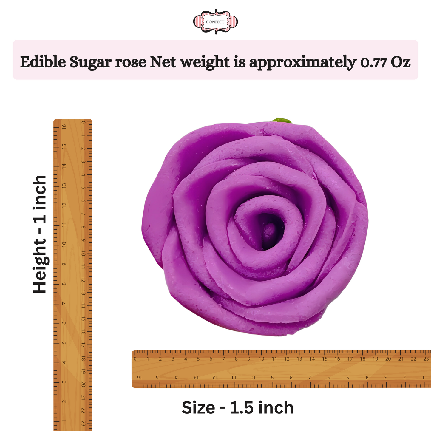 Confect Sugar Roses Topper | Sugar Roses for cake decorations | Edible Royal Fushia Pink Roses - Pack of 12