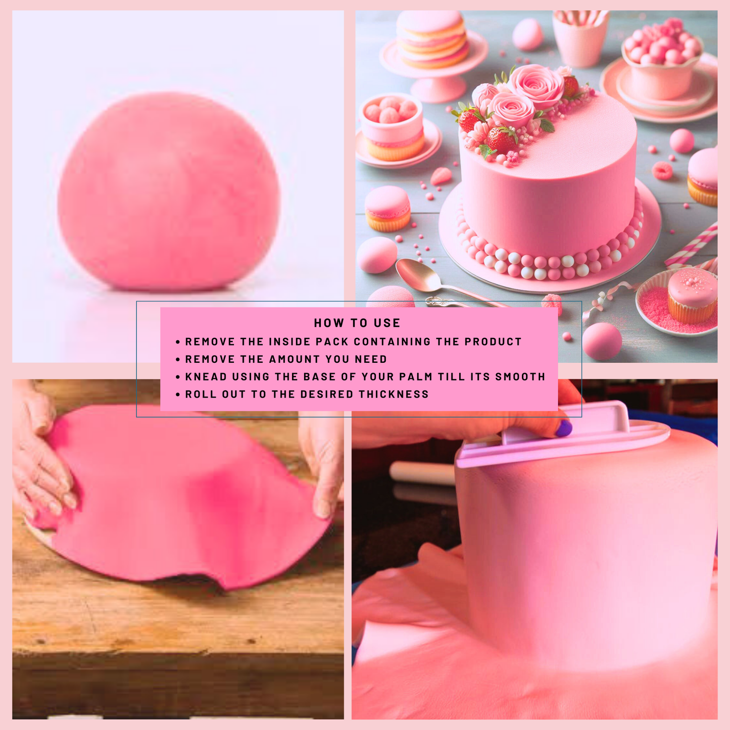 Hot Pink Fondant | Edible Sugarpaste 250 Gm