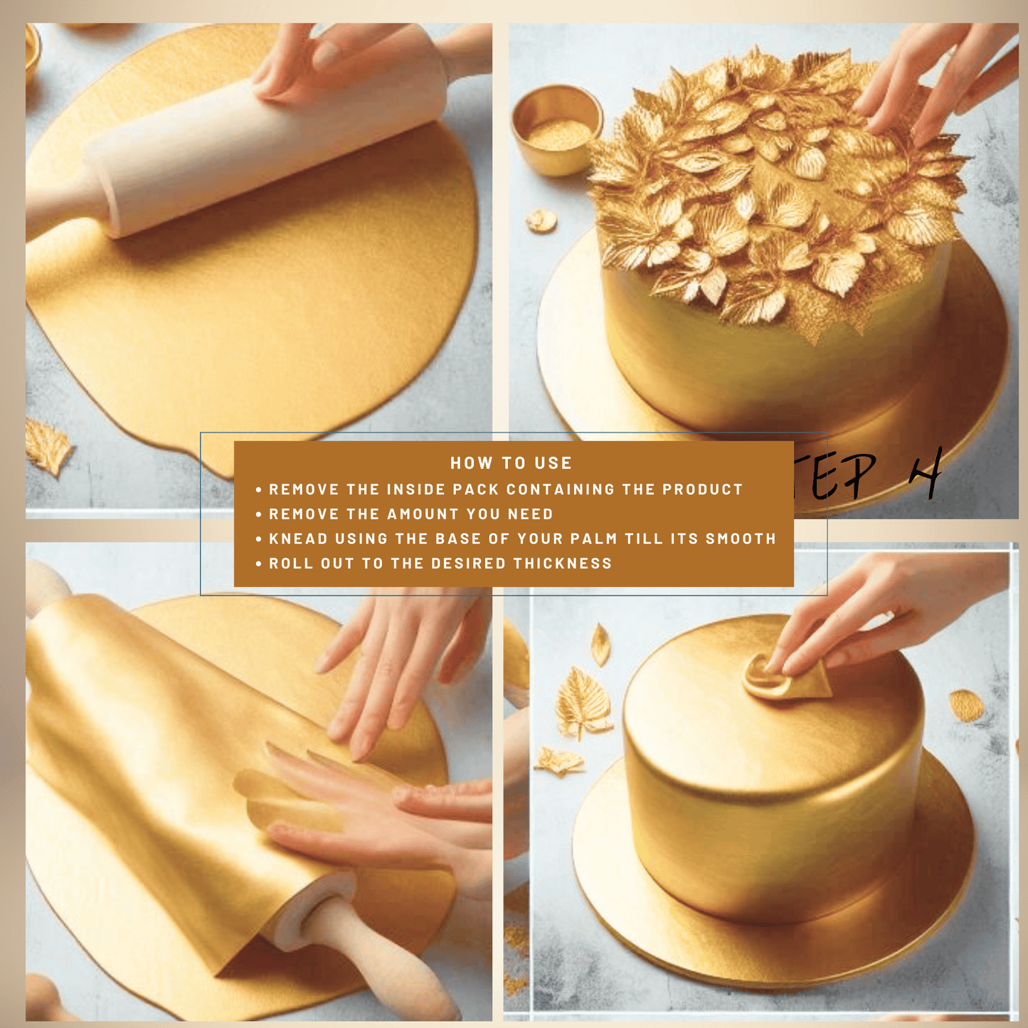 Champagne Gold | Edible Metallic Sugar Paste 900 Gm