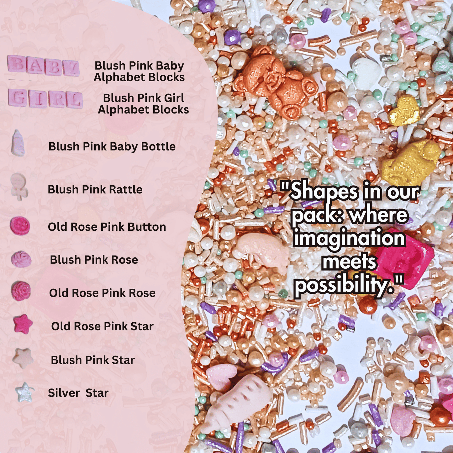 Confect Girls Baby Shower Sprinkles | Edible Sprinkles Pack of 5 (BABY SHOWER -14)