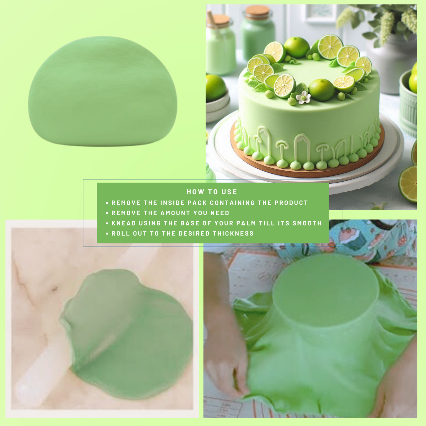 Lime Green Fondant | Edible Sugarpaste 250 Gm