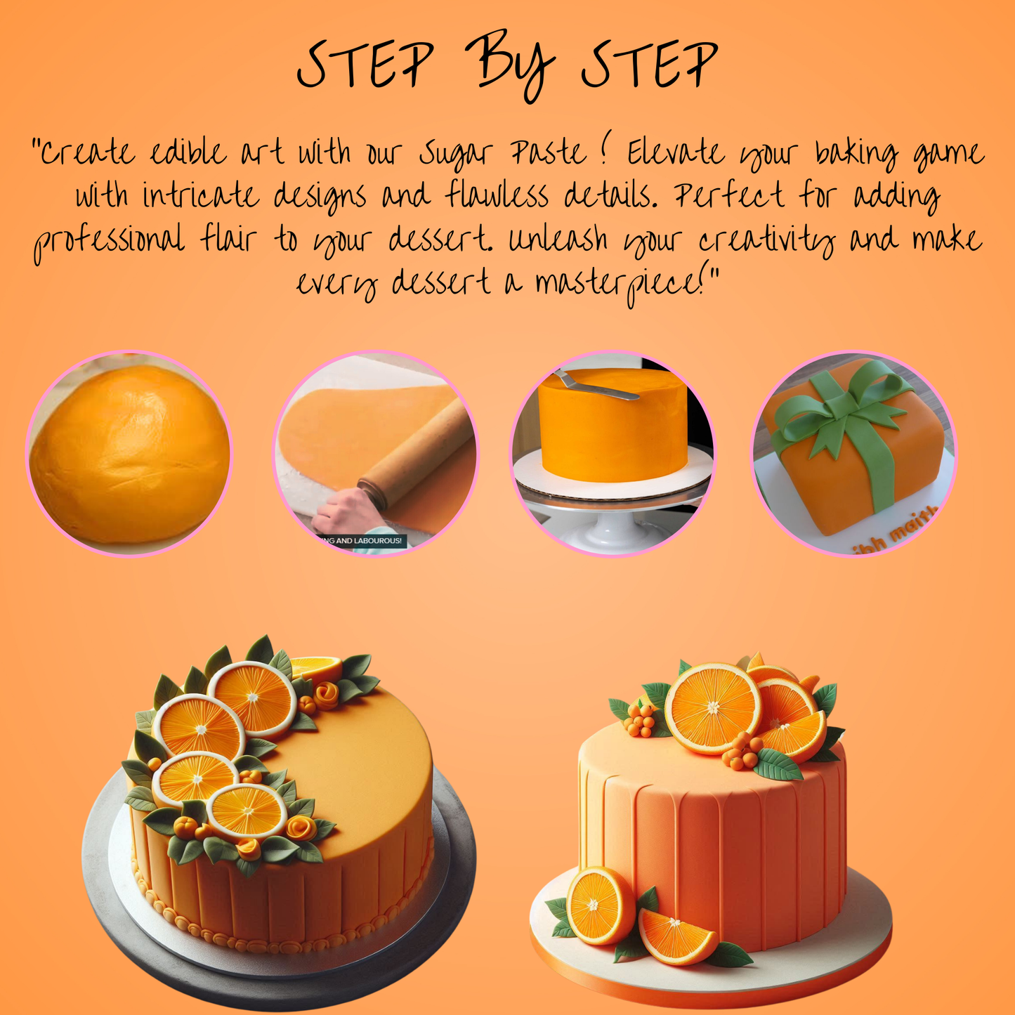 Citrus Orange Fondant | Edible Sugarpaste 250 Gm