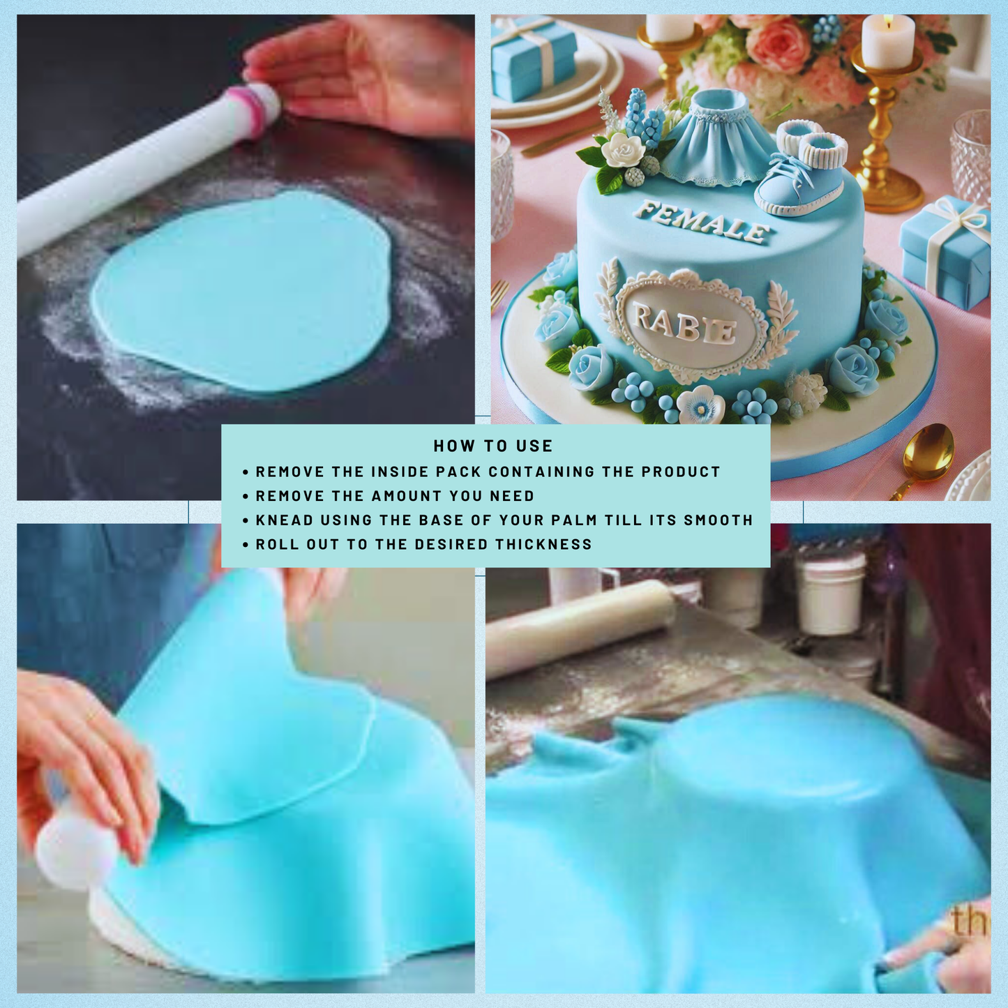 Baby Blue Fondant | Edible Sugarpaste 250 Gm