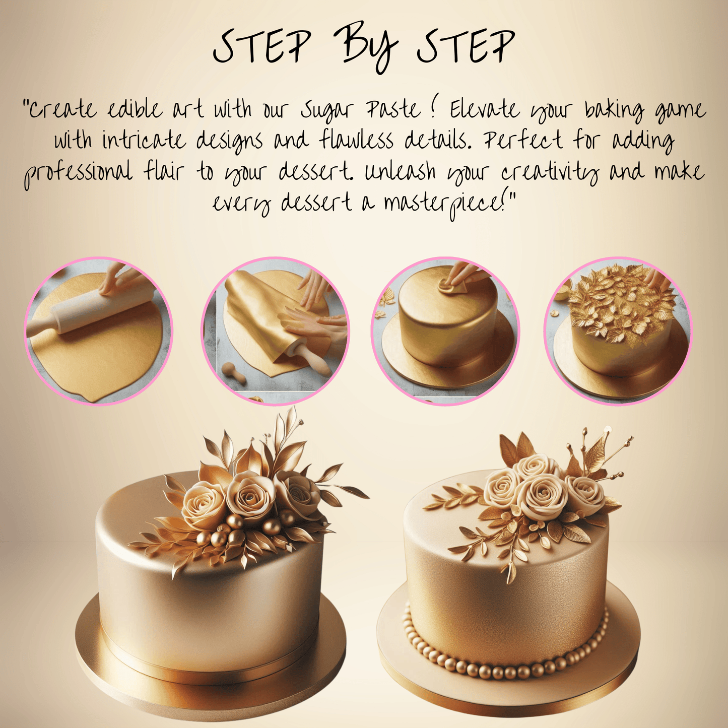 Champagne Gold | Edible Metallic Sugar Paste 900 Gm