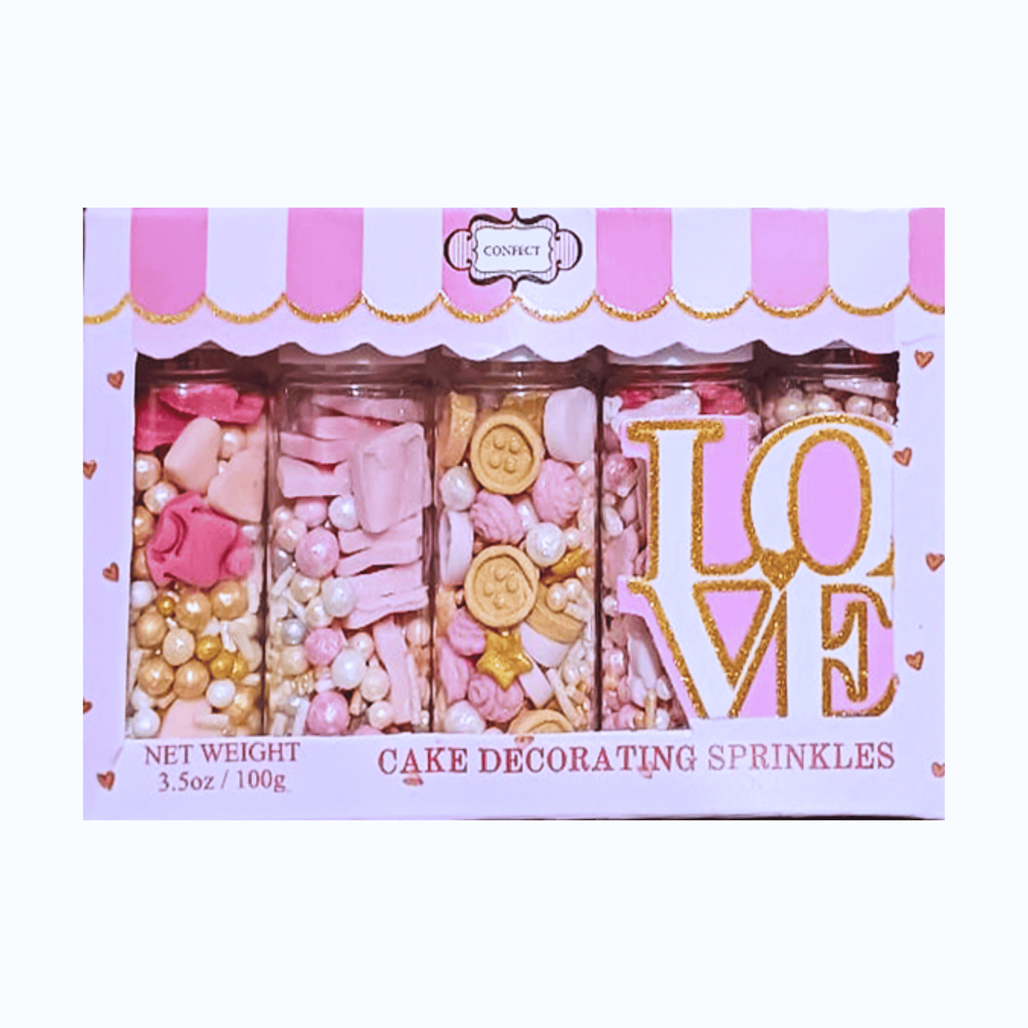 Confect Girls Baby Shower Sprinkles | Mix Heart, Teddy, Baby Feed Bottle & Baby Feet Sprinkles Pack of 5 (BABY SHOWER -15)