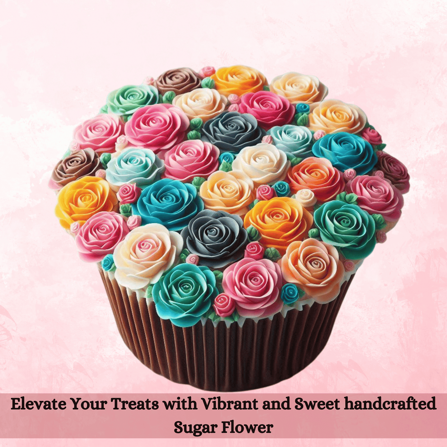 Confect Sugar Roses Topper | Sugar Roses for cake decorations | Cupcakes & Doughnut Edible Toppers | ombre -5 - Pack of 12