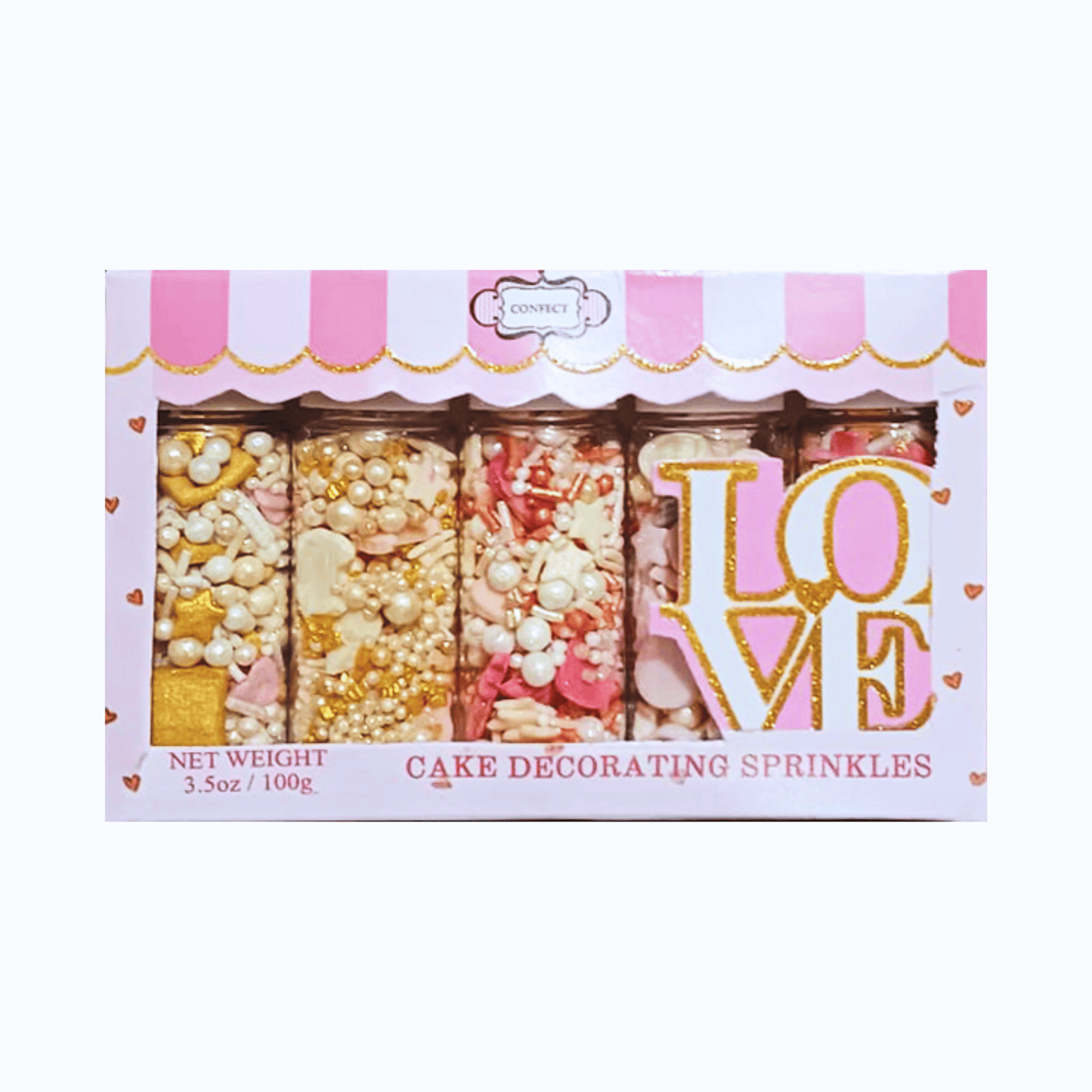Confect Girls Baby Shower Sprinkles | Mix Heart, Teddy, Baby Feed Bottle & Baby Feet Sprinkles Pack of 5 (BABY SHOWER -17)