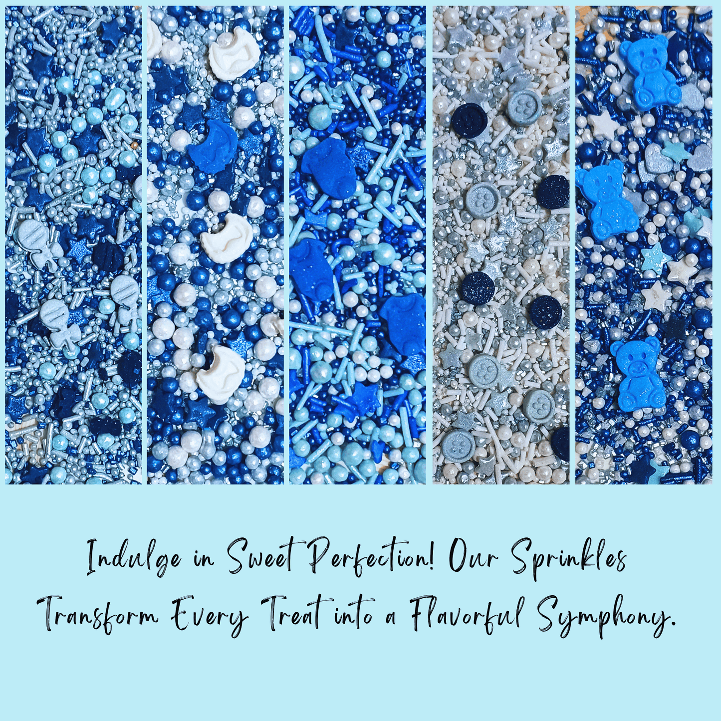 Confect Boys Baby Shower Sprinkles | Baby Blue Sprinkles for Cake & Cupcake Decorating Pack of 5 (BABY SHOWER -27)