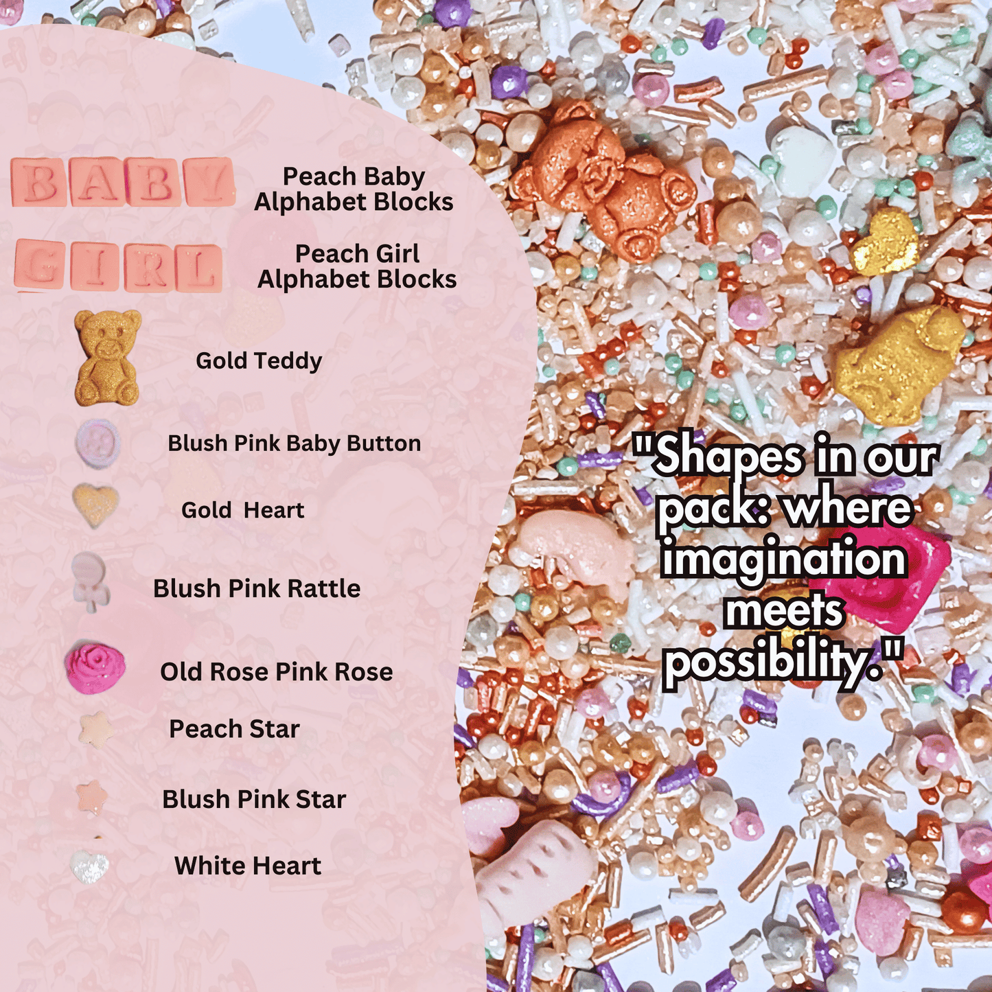 Confect Girls Baby Shower Sprinkles | Edible Sprinkles Pack of 5 (BABY SHOWER -23)