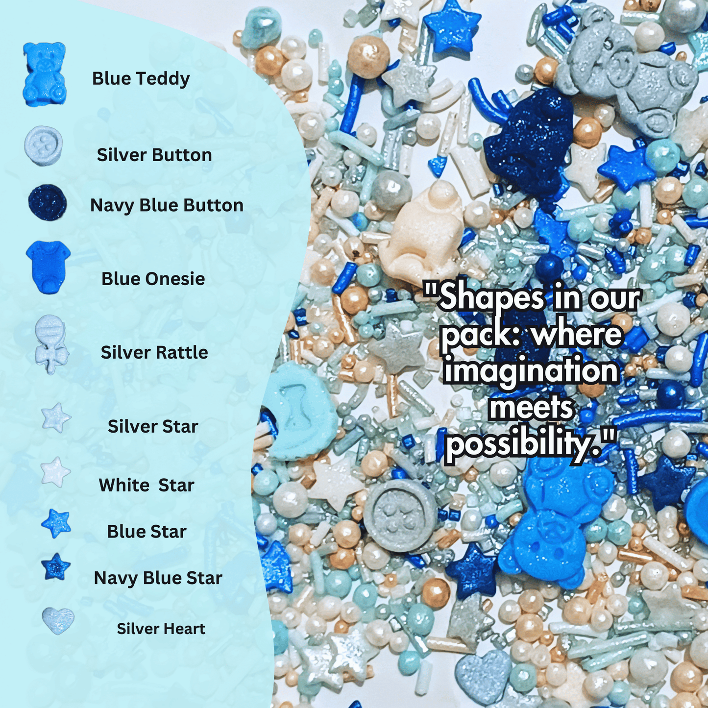 Confect Boys Baby Shower Sprinkles | Baby Blue Sprinkles for Cake & Cupcake Decorating Pack of 5 (BABY SHOWER -27)