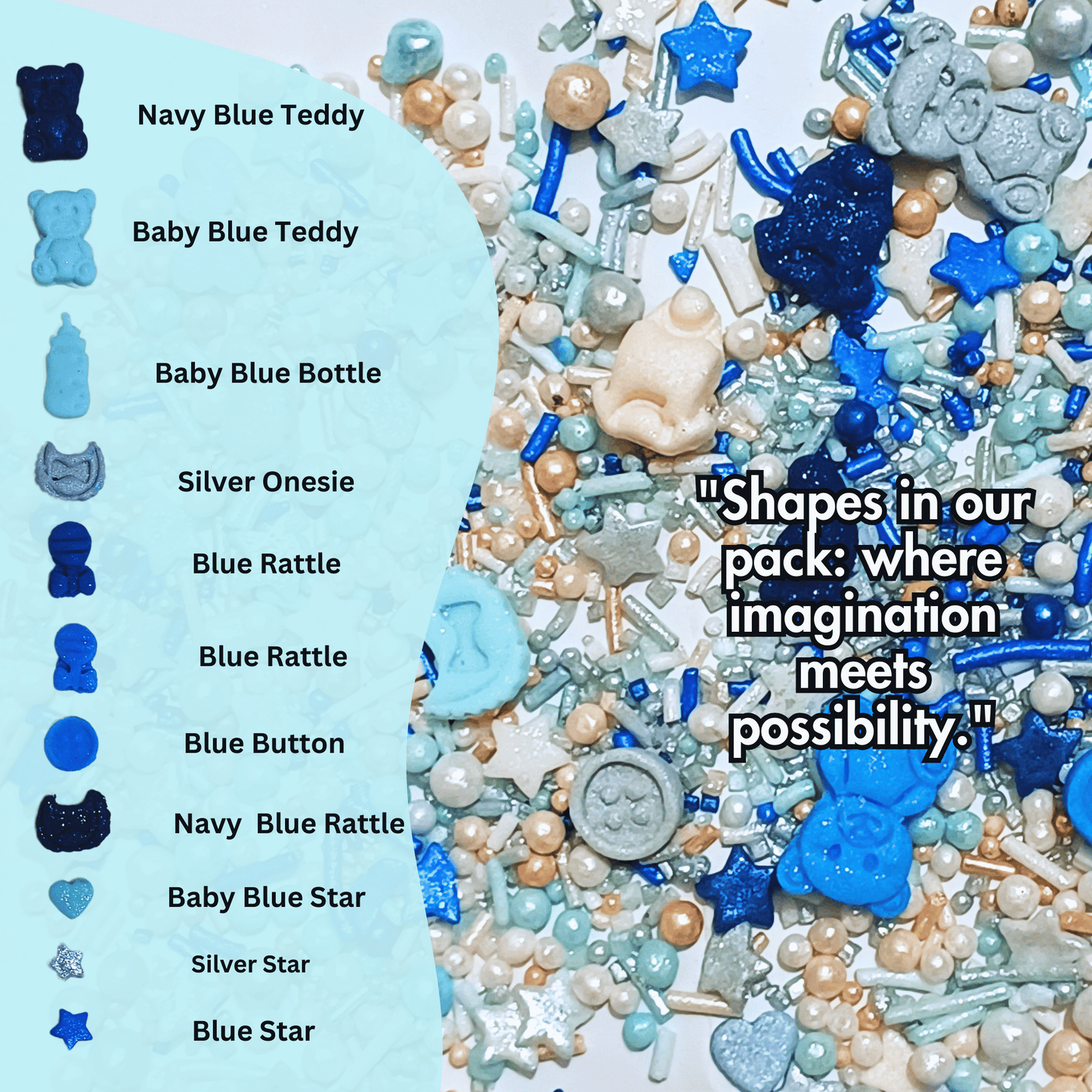 Confect Boys Baby Shower Sprinkles | Edible Sprinkles Assorted Pack Of 5 (BABY SHOWER -30)