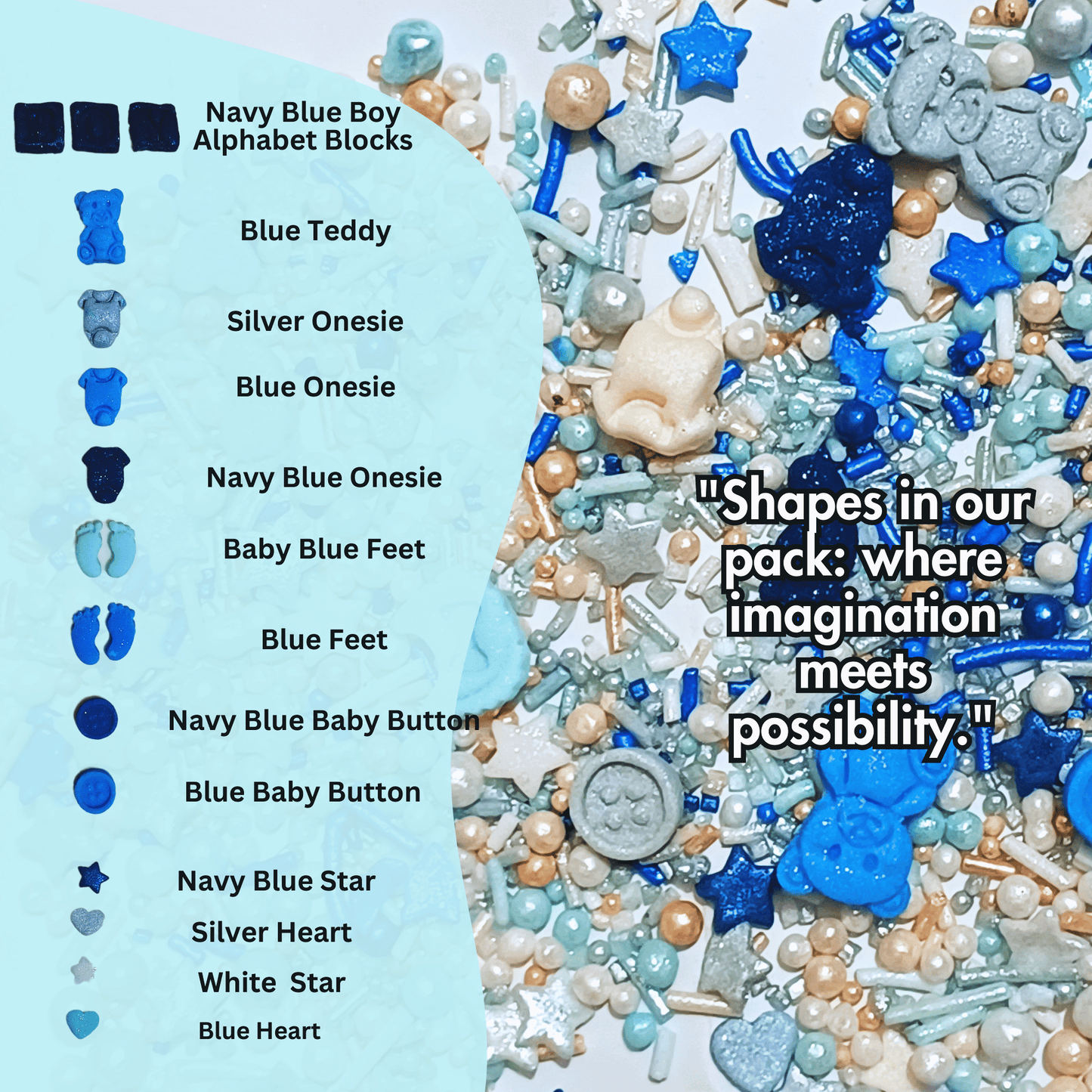 Confect Boys Baby Shower Sprinkles | Gender Reveal Sprinkles | Edible Sprinkles Assorted Pack Of 5 (BABY SHOWER -28)