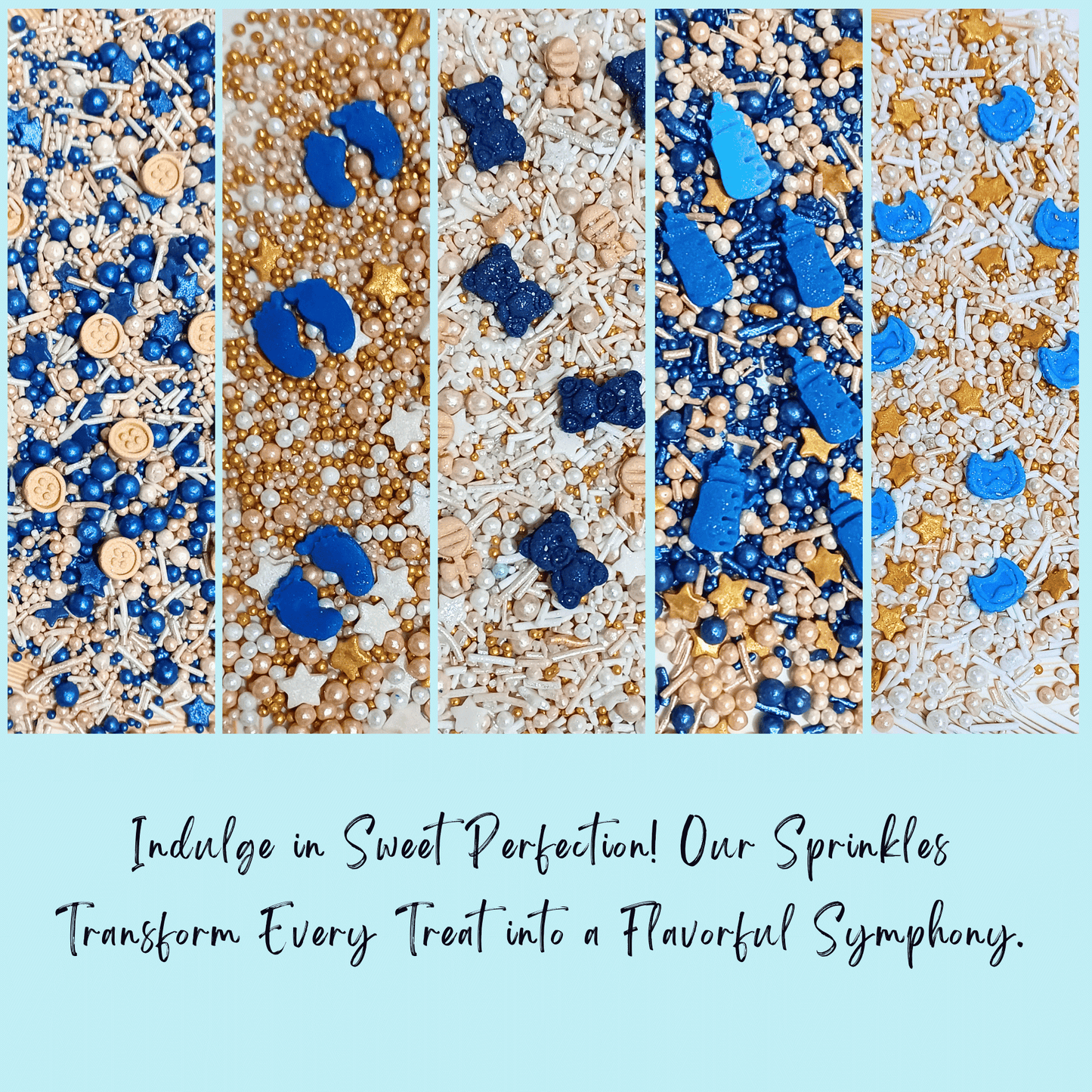 Confect Boys Baby Shower Sprinkles | Gender Reveal Sprinkles | Edible Sprinkles Pack Of 5 (BABY SHOWER -33)