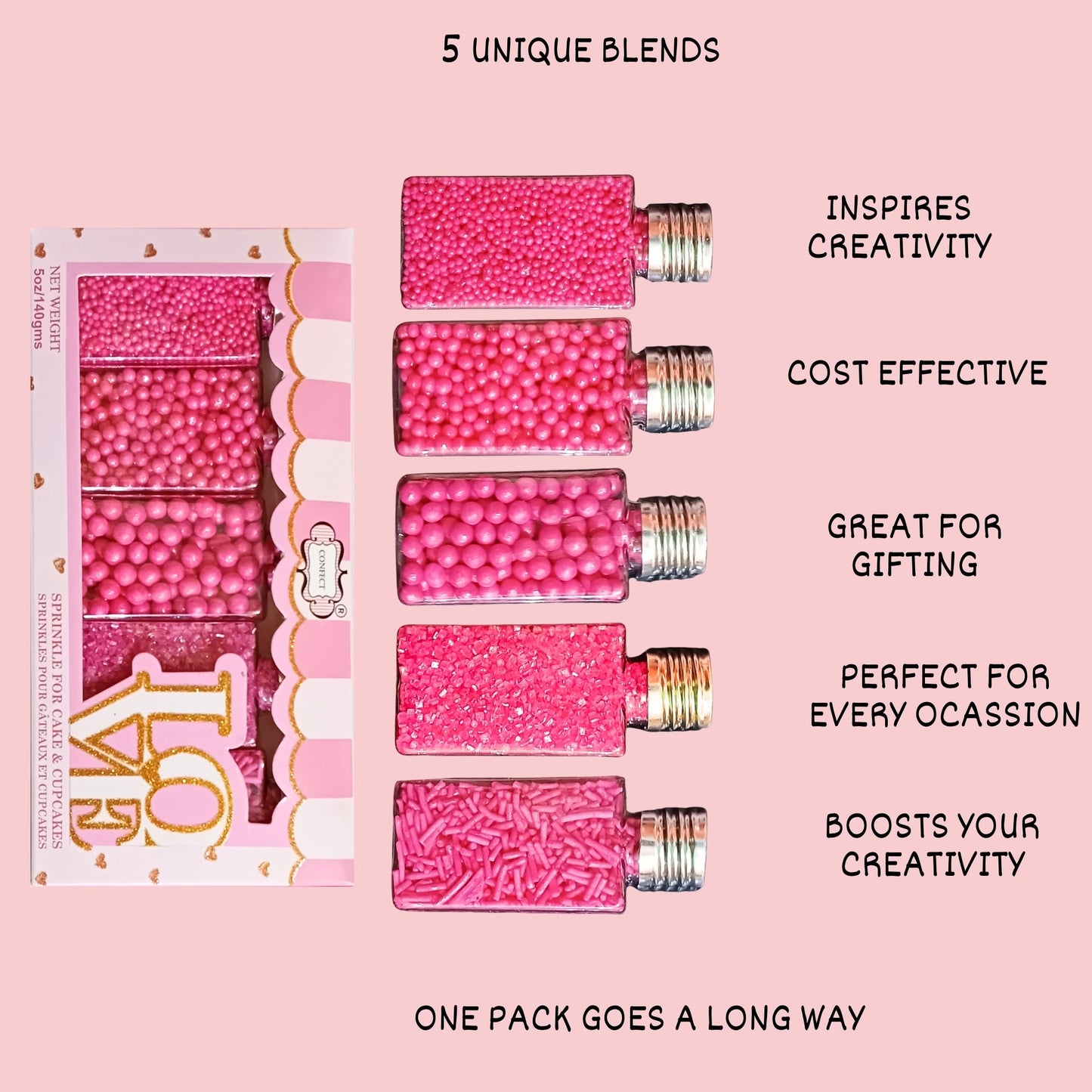 Sprinkles for Cakes & Cupcakes Decoration | USP-7(Hot Pink)