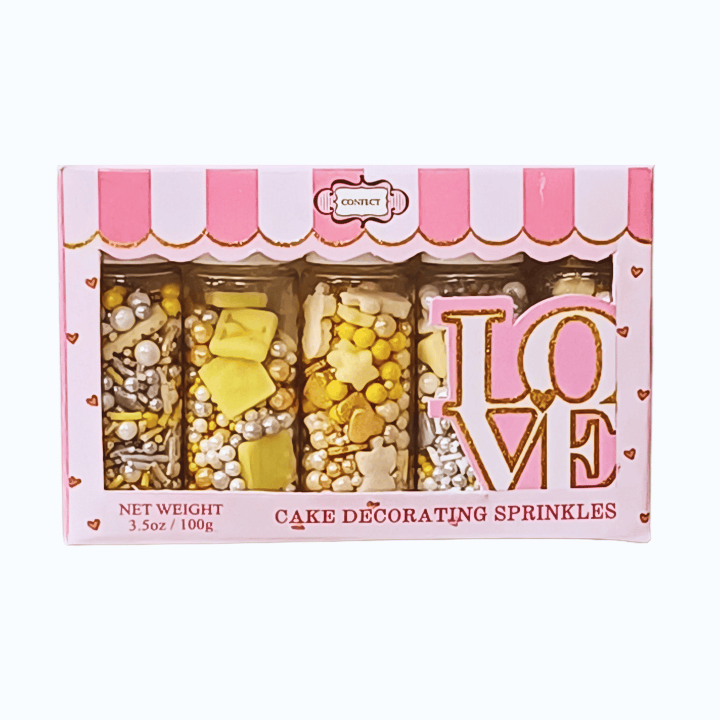 Confect Baby Shower Sprinkles | Gender Reveal Sprinkles | Mix Silver Baby Feet & Feeding Bottle Sprinkles Pack of 5 (BABY SHOWER -10)