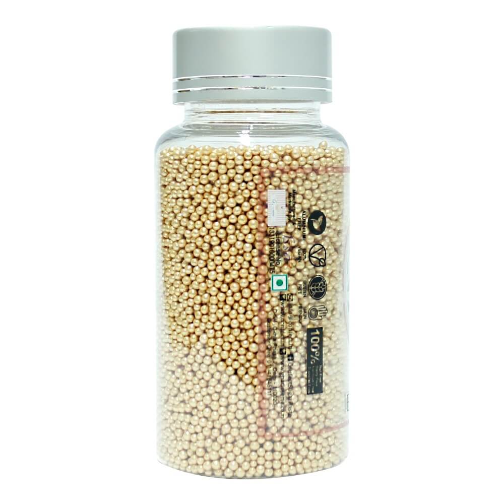 English Gold Disco Balls Sprinkles 2 MM 120 Gms