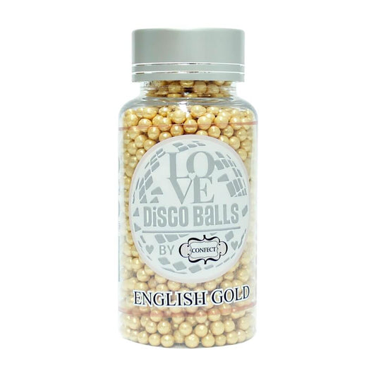 English Gold Disco Balls Sprinkles 4 MM 120 Gms