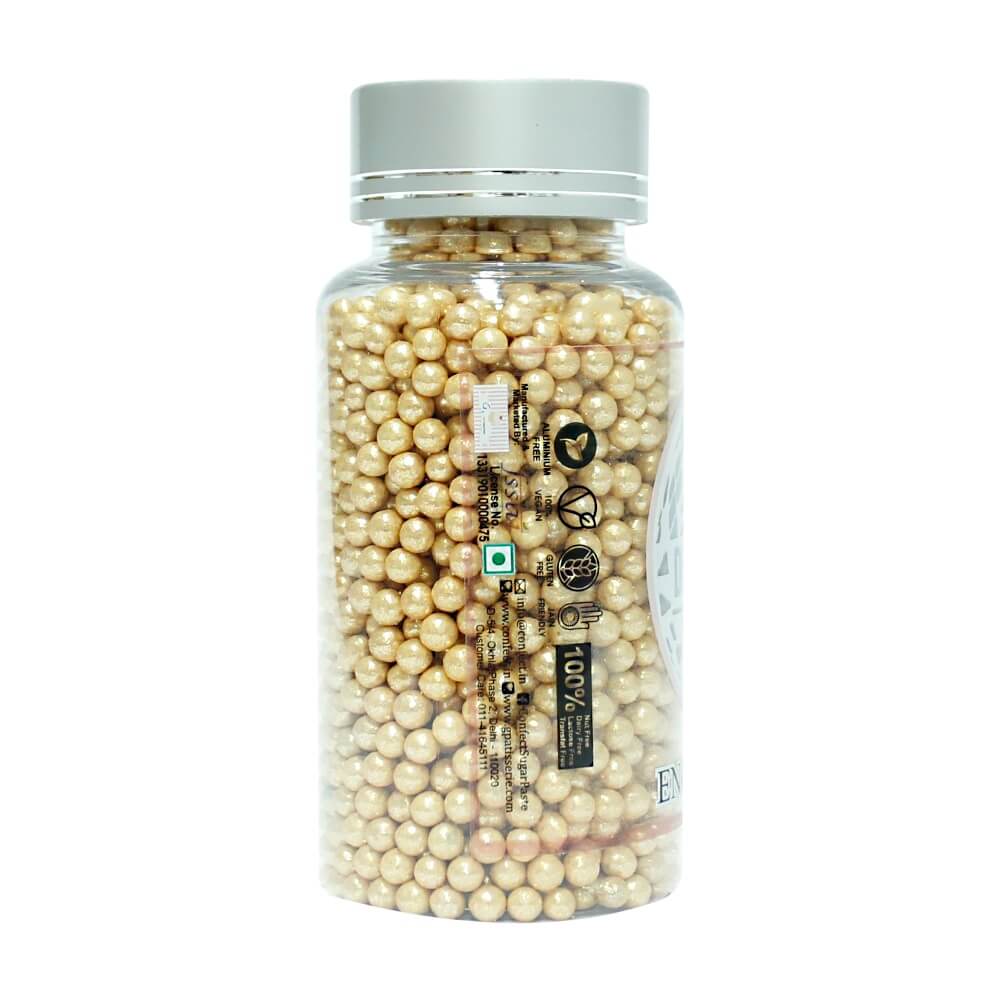 English Gold Disco Balls Sprinkles 5 MM 120 Gms