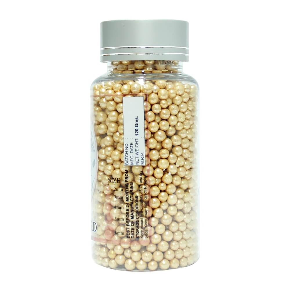 English Gold Disco Balls Sprinkles 5 MM 120 Gms
