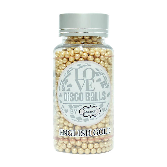 English Gold Disco Balls Sprinkles 6 MM 120 Gms