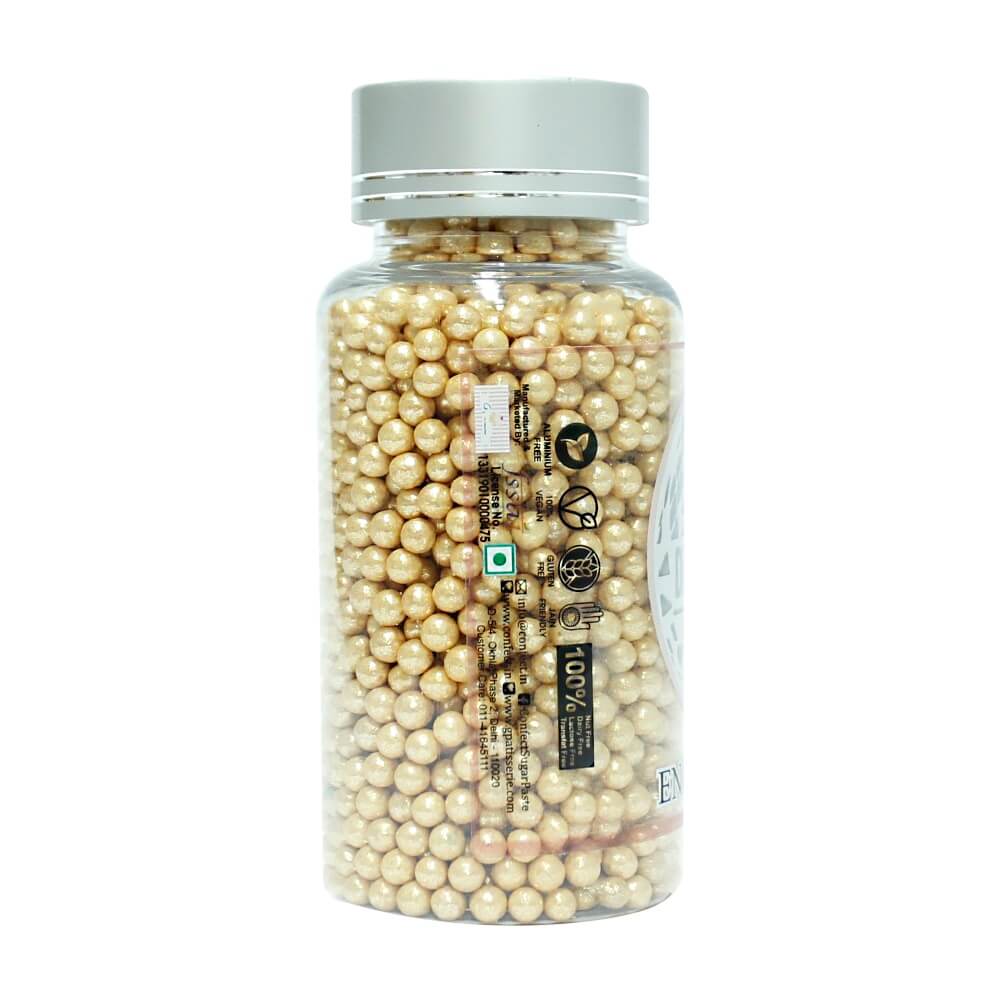 English Gold Disco Balls Sprinkles 6 MM 120 Gms