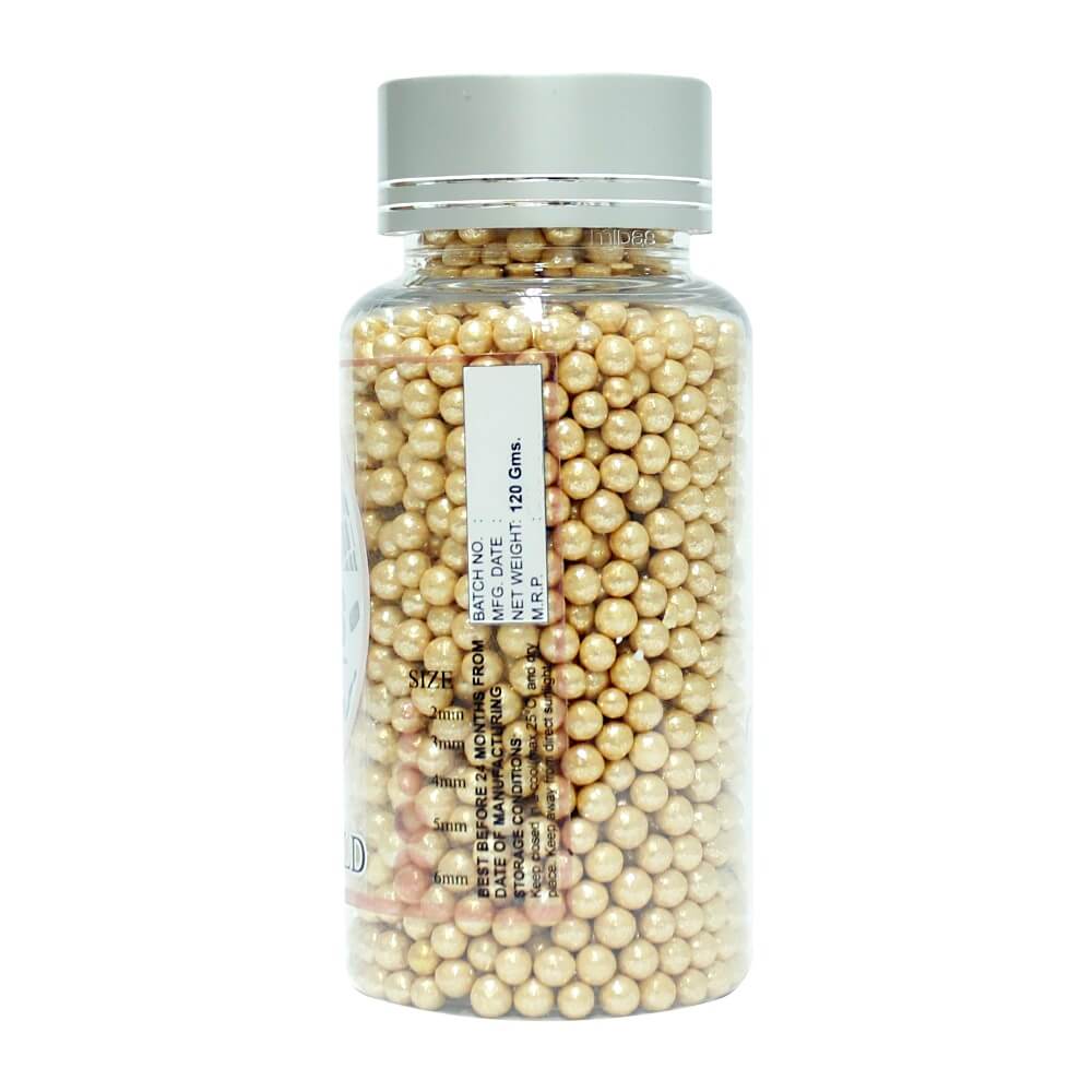 English Gold Disco Balls Sprinkles 6 MM 120 Gms