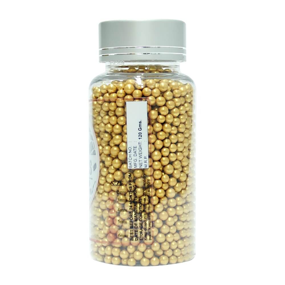 Confect Gold Disco Balls Sprinkles 4 MM 120 Gms
