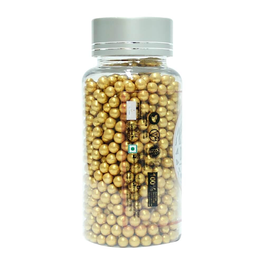 Confect Gold Disco Balls Sprinkles 5 MM 120 Gms