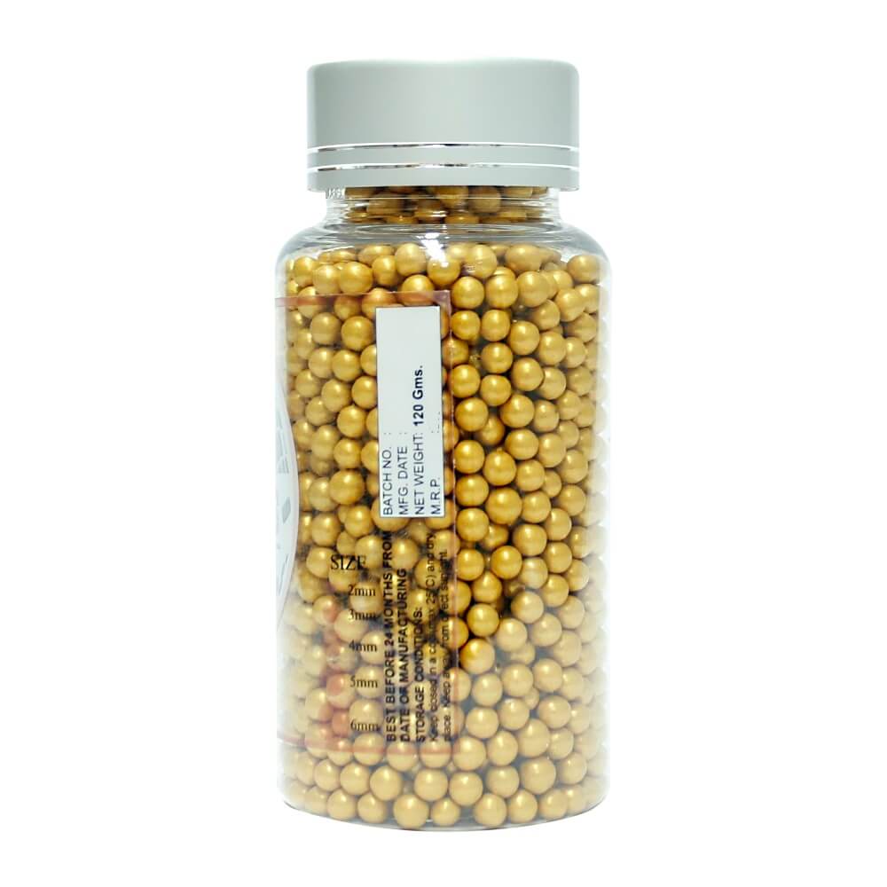 Confect Gold Disco Balls Sprinkles 6 MM 120 Gms