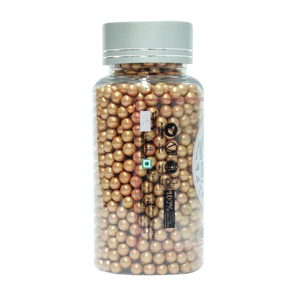 Rose Gold Disco Balls Sprinkles 6 MM 120 Gms