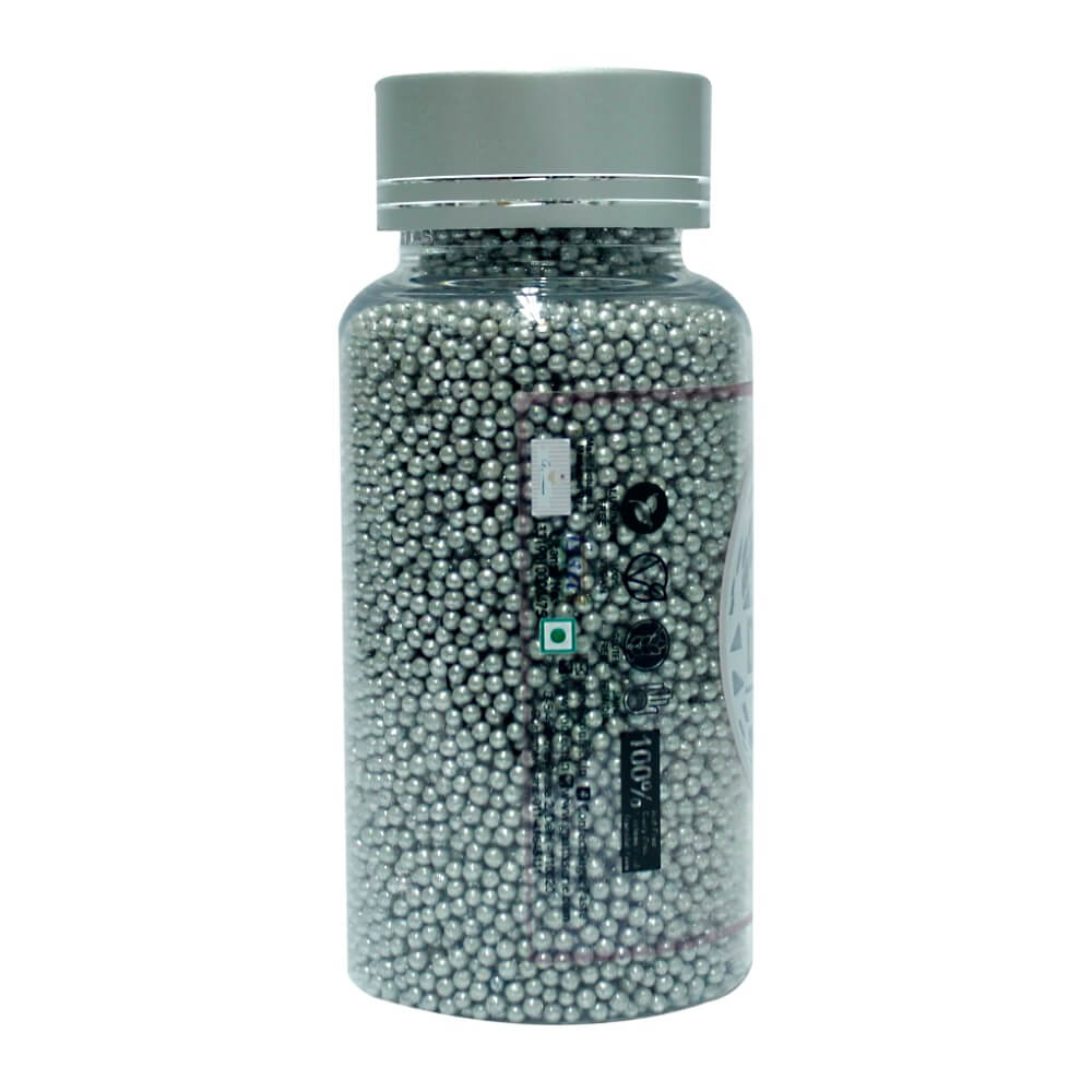 Silver Disco Balls Sprinkles 3 MM 120 Gms