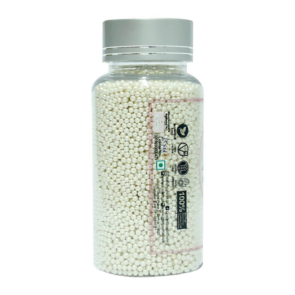 White Disco Balls Sprinkles 2 MM 120 Gms