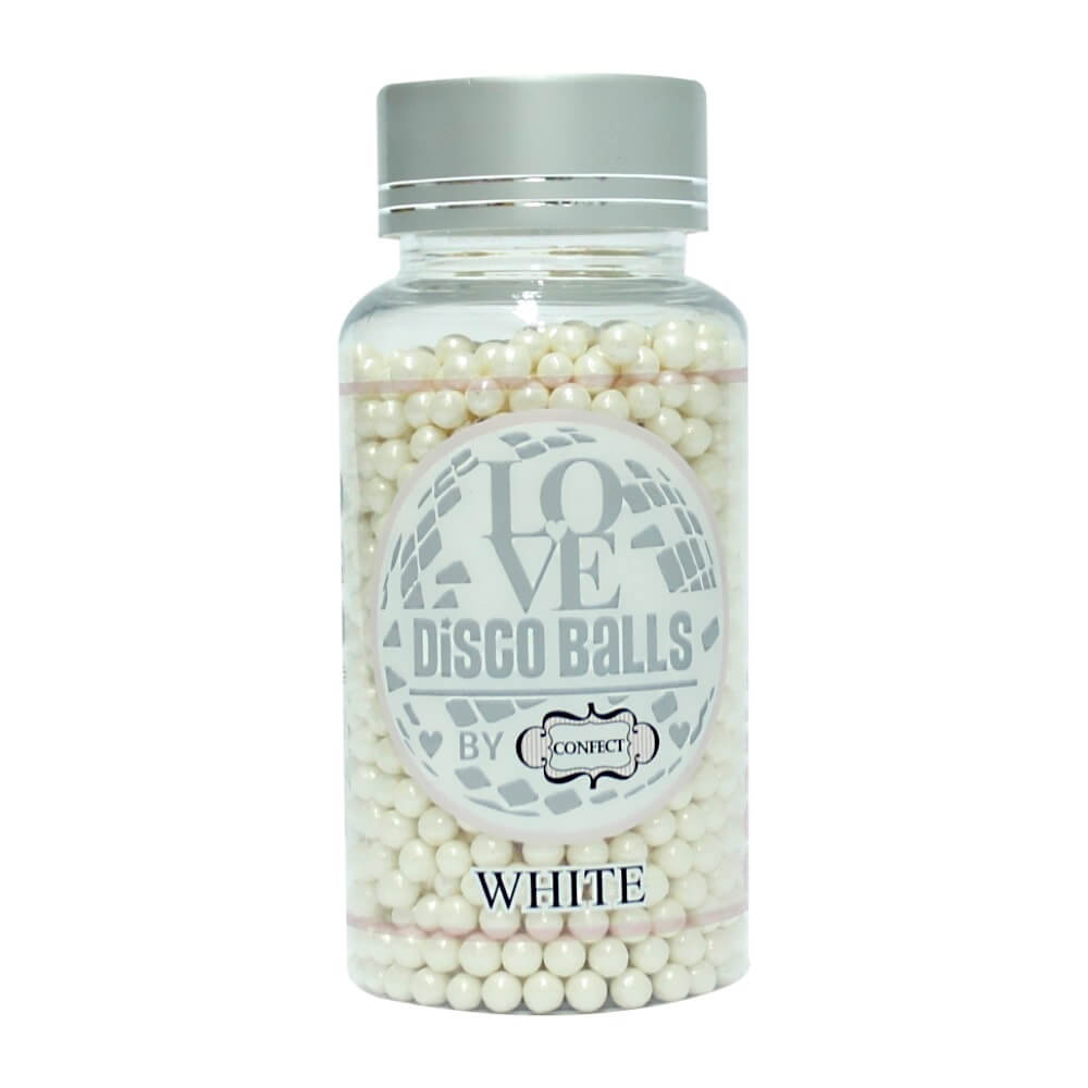 White Disco Balls Sprinkles 4 MM 120 Gms