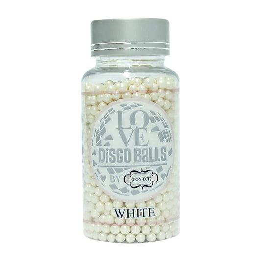White Disco Balls Sprinkles 4 MM 120 Gms