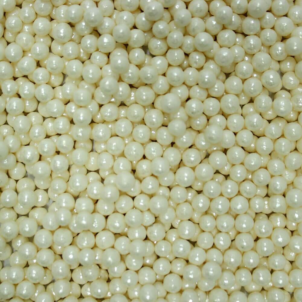 White Disco Balls Sprinkles 4 MM 120 Gms
