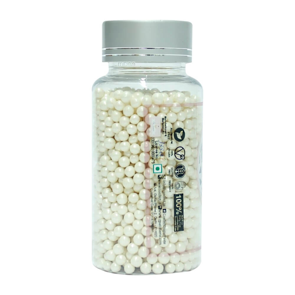White Disco Balls Sprinkles 4 MM 120 Gms