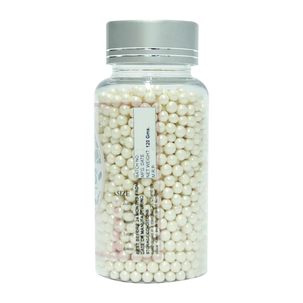 White Disco Balls Sprinkles 4 MM 120 Gms